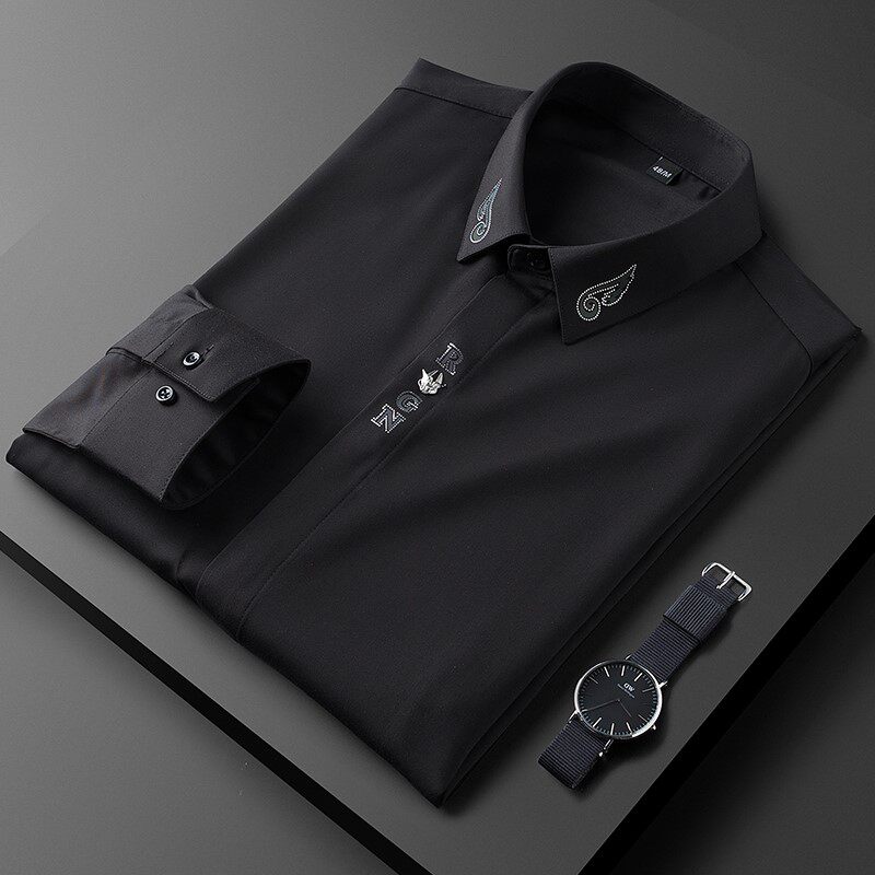 CaltoKrosa ~ light extravagant class fashion free of scalping anti-wrinkle shirt male long sleeves Body Trendy Business Casual Lining 