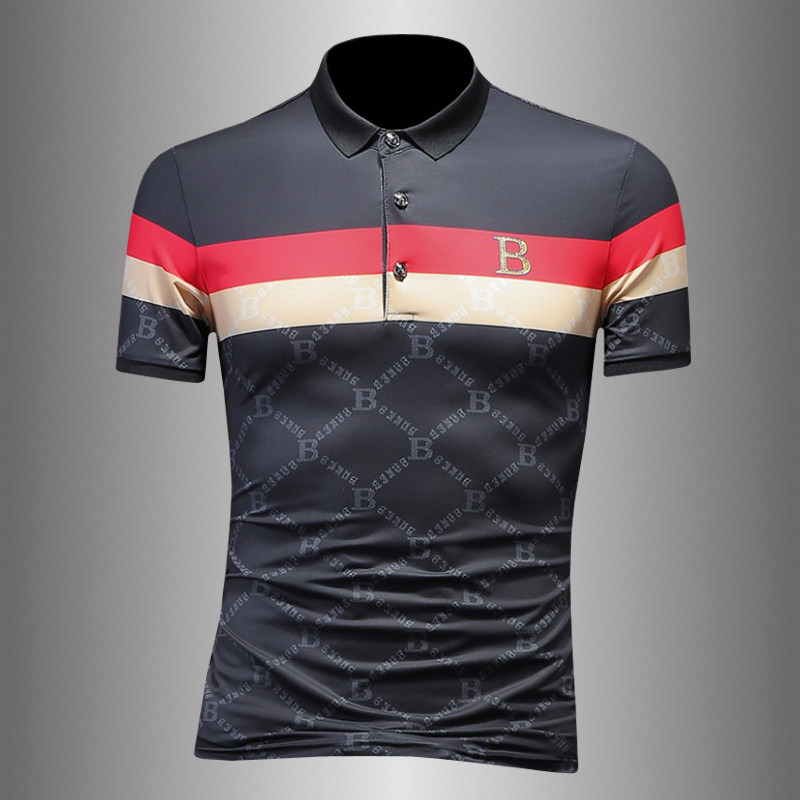 CaltoKrosa~summer dress new printing short sleeve POLO shirt men silk cotton repair T shirt casual hundred