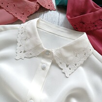 Small light she shopping mall thousands of embroidered tops retro Joker solid color mulberry silk long sleeve shirt ladies