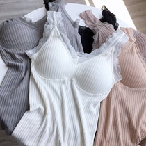Four-faced unrestrained upper body is very comfortable. Modal cotton lace lace sleeveless vest female-free bra
