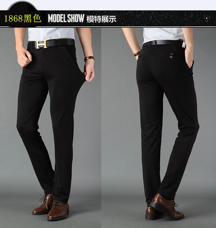 Mùa hè phần mỏng cao stretch của nam giới kinh doanh bình thường quần Slim straight ống miễn phí hot quần thanh niên đan quần của nam giới