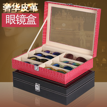  Glasses storage box Mens and womens creative sunglasses sunglasses leather display rack desktop storage glasses finishing box
