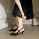 Pointed Toe Open-Toe Sandals 2025 New Style Hollow Commuter Ultra-Soft High-End Summer Suede Black High Heels