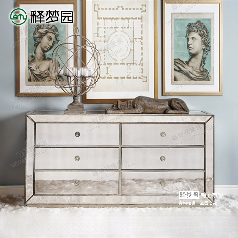 European style mirror side cabinet glass furniture porch bucket cabinet storage cabinet storage cabinet neoclassical postmodern F1562