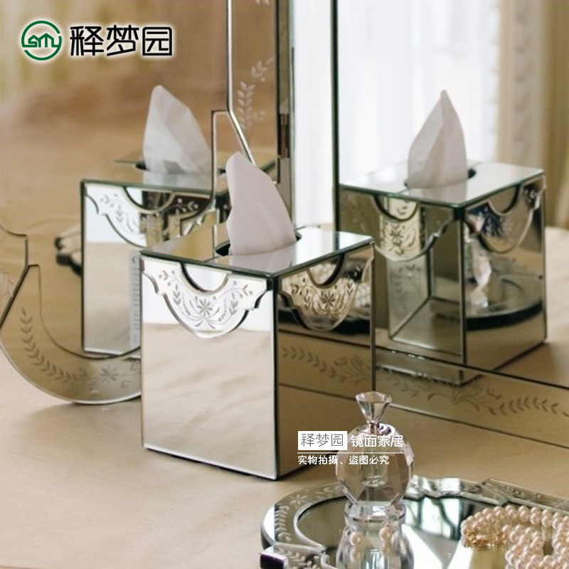 Eurostyle Creative Paper Towel Box Home Home Living Room Dining Hall Brief Toilet Paper Box Neoclassical Mirror Furniture 1092