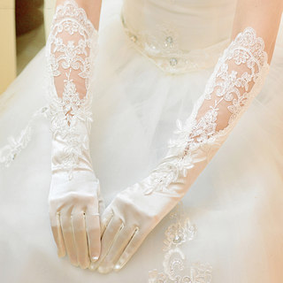 Bridal gloves wedding main wedding dress long satin lace