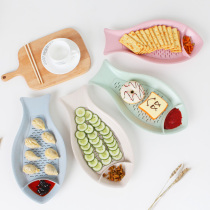 Dumplings Pan Drain Double Disc Plastic Dinner Plate Day Style Refreshment Dishes Home Creative Dumplings Pan With Vinegar Dish