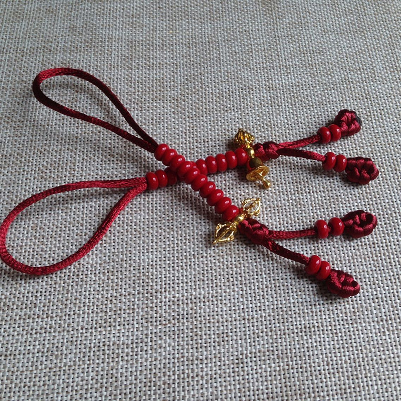 Tibetan Buddhist Supplies Kumgang Bell Pestle Buddha Pearl Nostalgine Counter Candida Beads Handmade Accessories Red Beads for Buddhist Counts