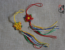 Tibetan Hada Knot Vajra Knot Small Dharma Wheel with Colorful Tassels (Red)