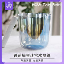 Crystal Bowl Light Overdraft Blue Music Bowl Bottom Sketching Gold Design Yoga Decompression Meditation Meditation Instrument Custom Size Tone