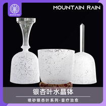 Crystal bowl Holy Grail holding bowl Ginkgo Leaf Music Bowl Holding Meditation Sound Therapy Healing Vertone Bowl with a stick