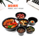 Disposable lunch box black round bowl plastic takeaway box thickened transparent with lid fast food lunch box soup bowl