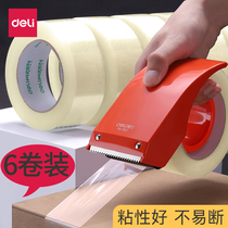 Deli 30333 transparent tape large volume sealing tape wholesale Taobao express packing tape Sealing tape Sealing transparent paper strong packaging Ultra-thin packaging large high viscosity tape