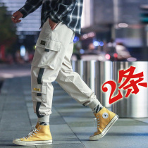 Autumn cargo overalls mens casual long pants Korean version of the trend toe Tide brand sports Joker small feet loose