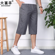 Mùa hè của nam giới quần trung niên cotton bãi biển quần shorts kích thước lớn thể thao lỏng lẻo cắt quần trung niên ống túm mỏng