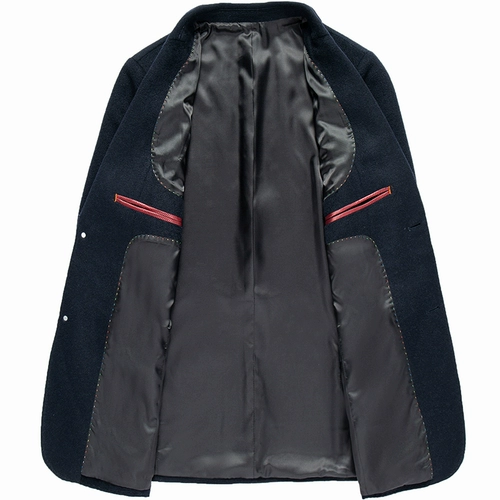 Мужская демисезонная шерстяная утепленный лонгслив, шерстяной пиджак классического кроя для отдыха, куртка, увеличенная толщина, облегающий крой, в корейском стиле