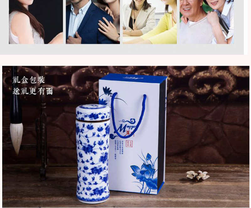 Jingdezhen ceramic cups with cover cups filter vacuum cup double enamel - lined gift cup men 's and women' s car cup