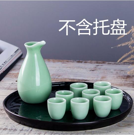 Jingdezhen celadon white wine wine wine wine points suit small a small handleless wine cup a pot of 8 cups of wine bottle glass