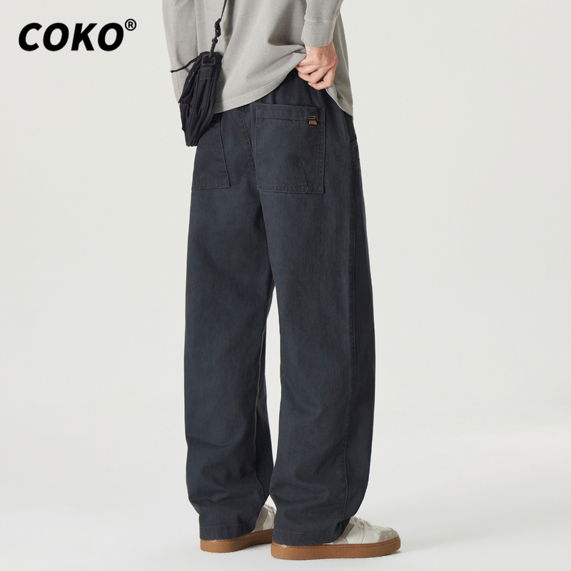 Coko【Autumn Retro Workwear Style】Pure Cotton Loose Straight Casual Pants for Men, Retro Draped Slimming Magic Pants Coko【Autumn Retro Workwear Style】Pure Cotton Loose Straight Casual Pants for Men, Retro Draped Slimming Magic Pants