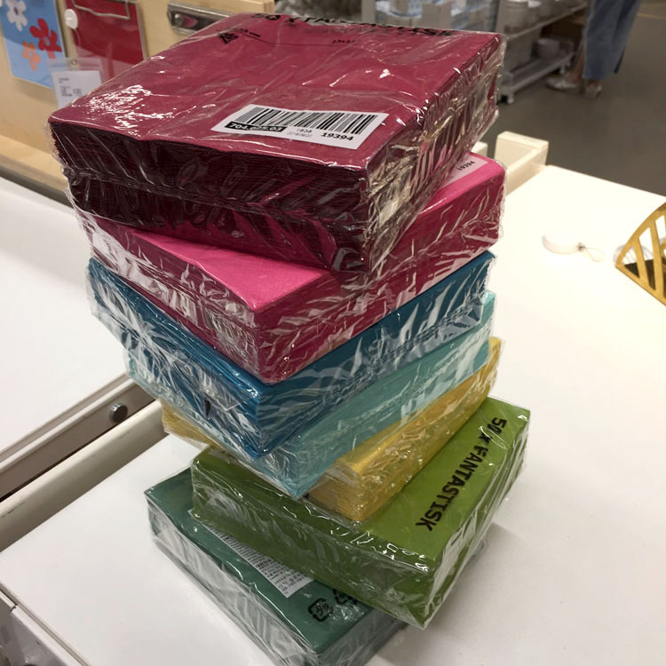 Ikea Fantas Napkins for Home Use, Wood Pulp Paper Napkins for Western Restaurants, Colorful Handkerchief Paper, 50 Sheets, 33X33Cm