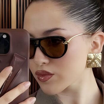 European and American Retro Metal Punk Style Double Bridge Sunglasses for Men and Women, Trendy High-End Round Face Aviator Hip-Hop Sunglasses