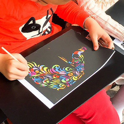 Primary students scratched paper and young children with colorful hand painting 8k hand scraped paper diy non - toxic 16 graffiti book 10 sheets