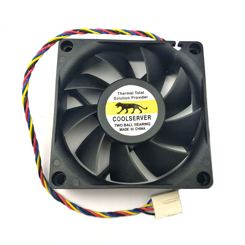 Money Leopard originally 7020 high speed CPU fan 7 cm double ball radiator fan 4 line temperature control speed