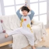 Bộ đồ ngủ trẻ em Xiêm cho bé trai Phim hoạt hình dễ thương Anime Animal Boy mùa thu và mùa đông dày thoi trang tre em cao cap Áo liền quần