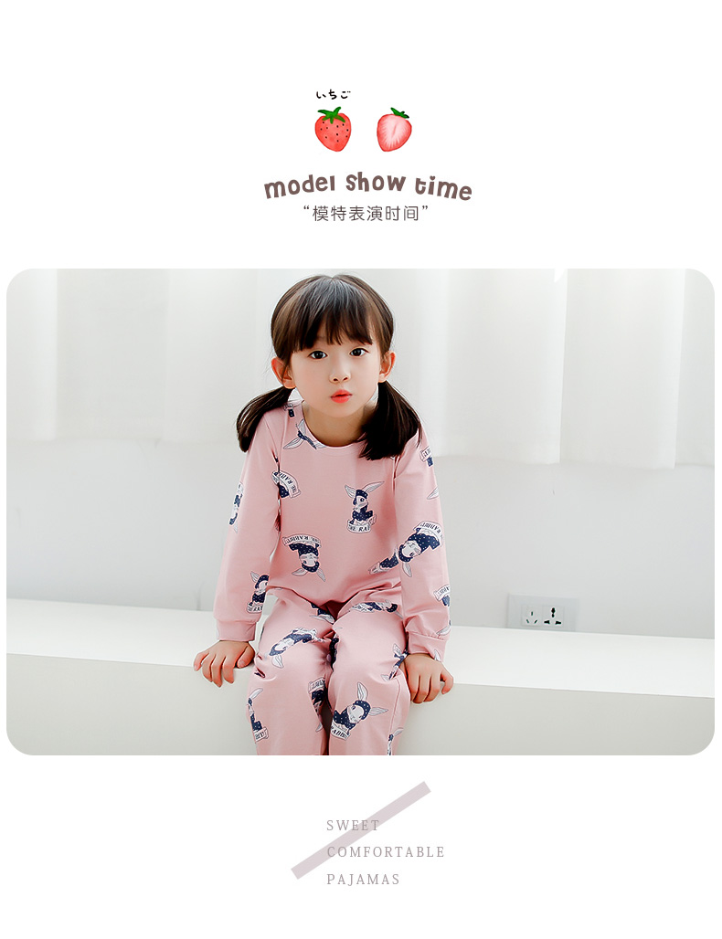Bộ đồ ngủ trẻ em Xiêm cho bé gái Áo cotton mỏng dài tay quần áo trẻ em
