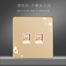 Wall 86 Weak Electric Broadband Switch Socket Panel Golden Network Switch Socket panel M3 Dual computer socket