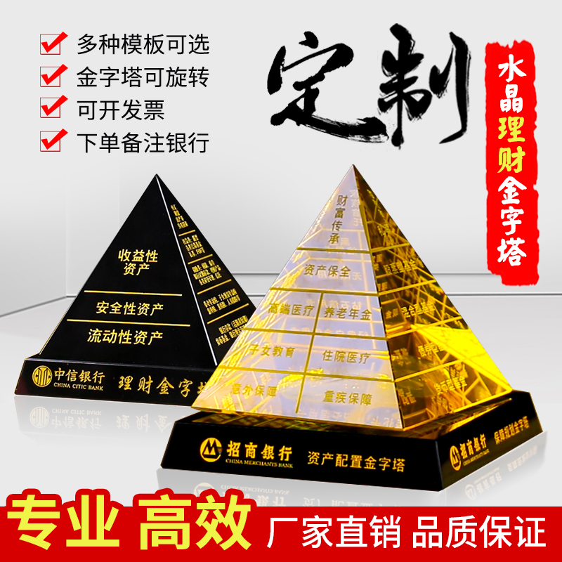 Crystal wealth management pyramid ornament custom bank financial securities company gift souvenir ornament custom