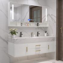 Intelligent Nordic bathroom cabinet combination Modern simple bathroom Marble face wash sink sink sink cabinet combination