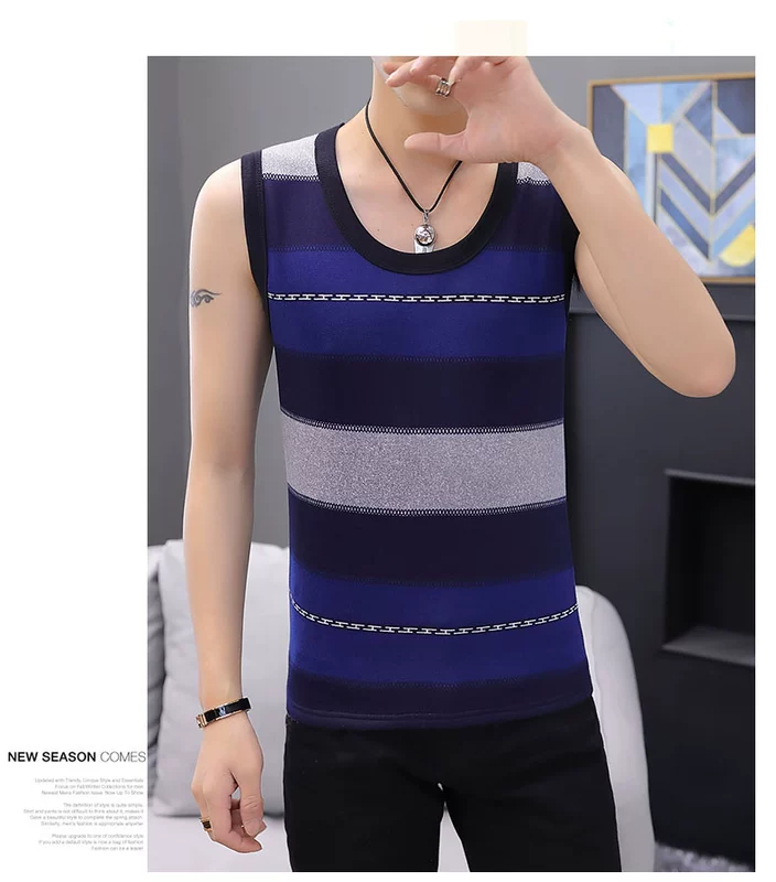 Áo khoác nhung dày ấm áp vest nam vest mỏng vai Vest không tay cotton mùa đông bó sát mặc vest đẹp áo thun ba lỗ