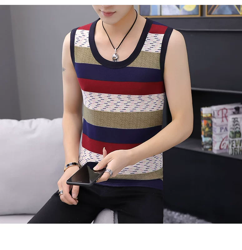 Áo khoác nhung dày ấm áp vest nam vest mỏng vai Vest không tay cotton mùa đông bó sát mặc vest đẹp áo thun ba lỗ