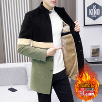 Zhongshan suit men plus velvet thickened self-cultivation youth Chinese style suit Chinese collar mens long suit