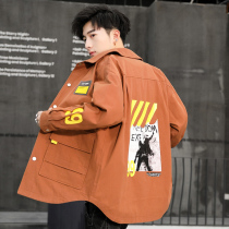 Youth jacket mens spring and autumn Korean trend handsome junior high school students shirt jacket autumn gown