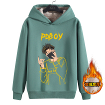 Youth winter plus velvet thick clothes male hooded with velvet junior high school students lamb plush winter coat