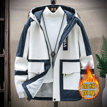 Youth autumn coat Male Plus velvet thick trend Junior High School High School students Korean handsome autumn and winter clothing with velvet jacket