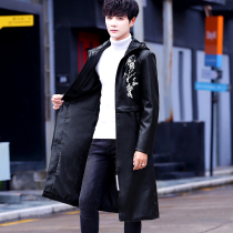 The windbreaker mens long handsome knee trend Korean version of the long thick coat Street Photo cloak non mainstream coat tide