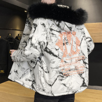 Mens jacket Winter cotton clothes trendy Han version down cotton clothes teenagers high middle school raw winter dress overalls padded jacket