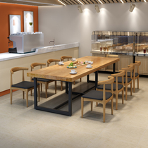 Simple modern loft large conference table computer long table iron wood multi-person desk negotiation table and chair combination
