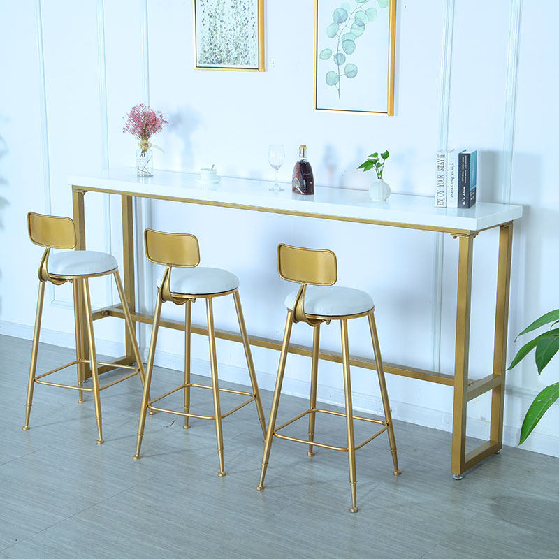 Nordic Minimalist Modern Solid Wood Bar Table Home Leaning Against Wall Iron Art High Foot Table And Chairs Milk Tea Shop Bar Table Strip Table