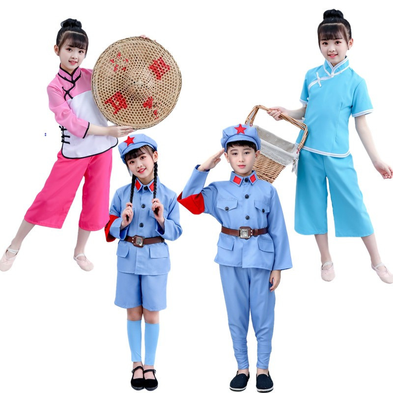 Children's Red Women's Army Men and Women Stage Costumes Performance Costumes Wanquan River Red Army Performance Costumes