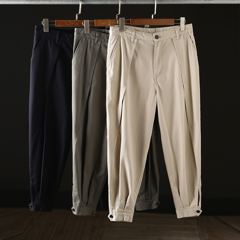 This is a trendy product, three-dimensional pleated design, micro-harem wide version, autumn and winter cotton fashion casual pants