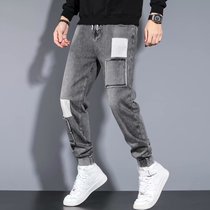 European Station Jeans Male loose Big code Harun pants Mens Korean version Trend 2021 Winter new 100 lap pants