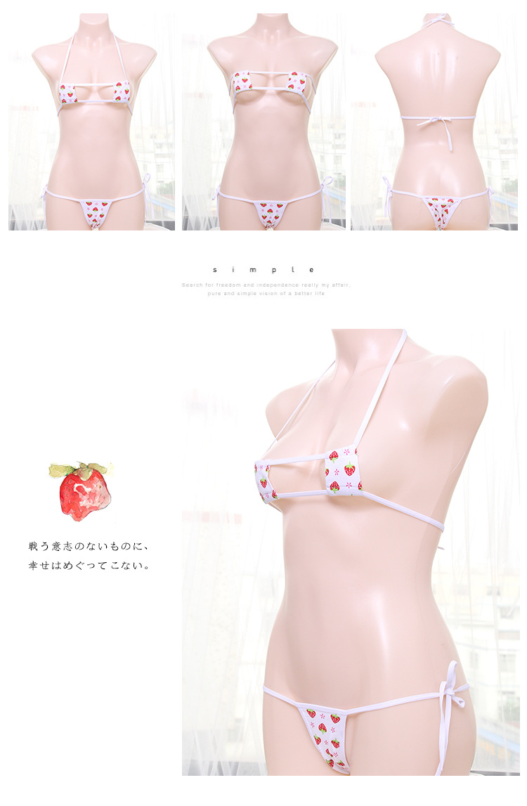 Mini bikini ren-dâu dâu tây vuông gợi cảm chất béo gợi cảm vui vẻ chia tách hồ bơi nước nóng suối tắm phù hợp 	đồ bơi nữ 2 mảnh	