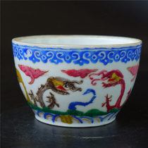 Frost=Tian Qing Dynasty Qianlong pastel dragon cylinder Full-product porcelain Porcelain literati porcelain art collection