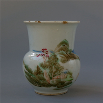 Qing=bridge shallow Jiangcai landscape Slag bucket porcelain Literati porcelain art collection