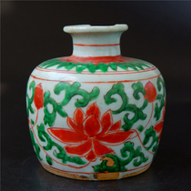 Xiao=Qing The transition period of the Late Ming Dynasty Red and green color pomegranate bottle mouth knock Yu Quanpin Literati porcelain Ceramic art collection