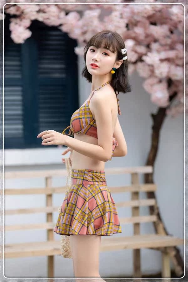 2019 mới chia bikini bikini ba mảnh tắm nóng mùa xuân Nhật Bản dễ thương cô gái sinh viên áo tắm bảo thủ - Bikinis đồ tắm biển nữ cao cấp